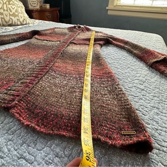 Prana Cardigan Ombre Earth Tones Longline Knit Bell Sleeves Fit & Flare Size M - Picture 10 of 12